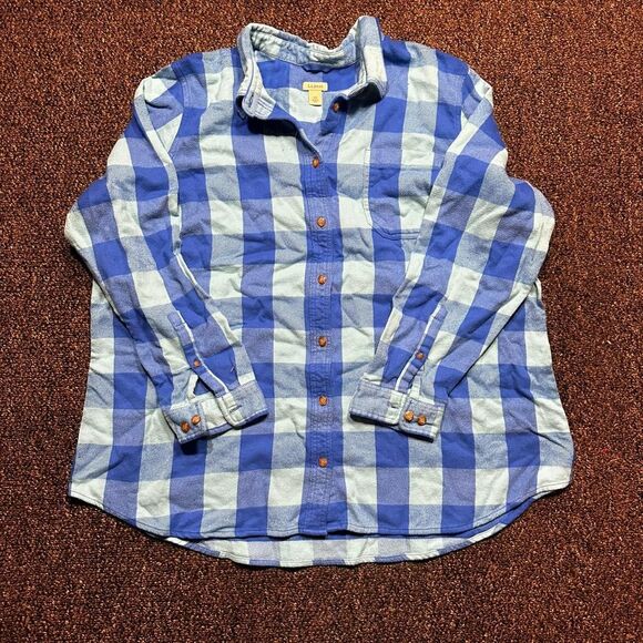 L.L. Bean Blue & White Buffalo Plaid Flannel Shirt – Size 2X - Picture 2 of 6